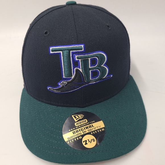 Vintage Tampa Bay Devil Rays Hat Fitted 7 1/8 New Era 59Fifty Black Green MLB